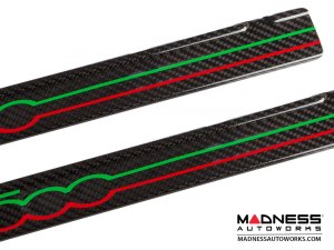 FIAT 500 Door Sills - Carbon Fiber - 500 Logo in Italian Colors